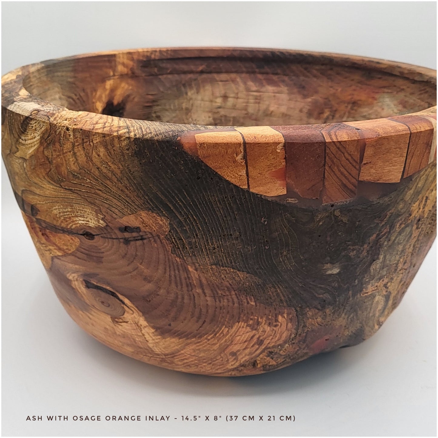 Large Ash bowl with Osage Orange inlay