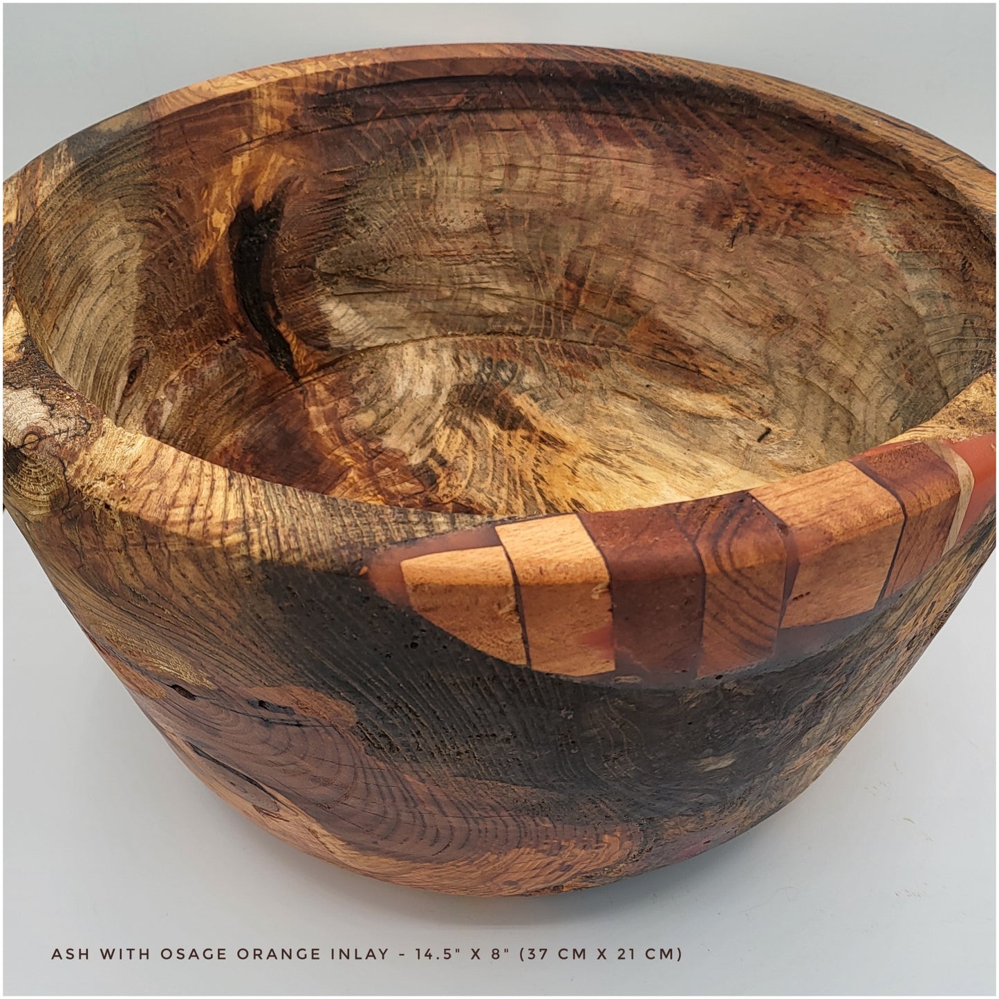 Large Ash bowl with Osage Orange inlay